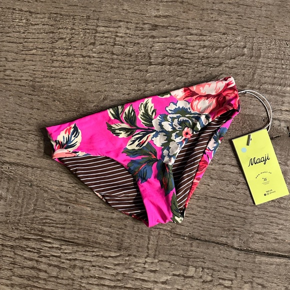 Maaji Girls Rose Mallow Reversible Bikini Bottoms. - Picture 1 of 4